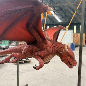 Grande statue de dragon rouge grandeur nature avec écailles détaillées pour la décoration de festivals et d'expositions - Product Image 4