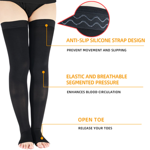 Bas de contention médical gradués, hauteur cuisse, respirants, avec bande de soutien antidérapante en silicone, pour femmes, varices, œdèmes, OEM - Product Image 2