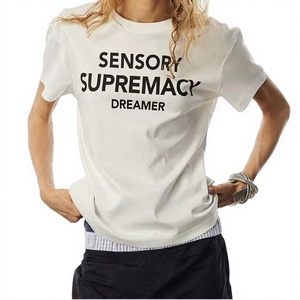 Camiseta de Manga Corta para Mujer, Cuello Redondo, Corte Holgado, Mezcla de Algodón y Modal de 220g, Transpirable, de Secado Rápido, para Oficina, Verano - Product Image 2