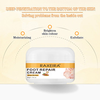 Crème pour les pieds exfoliante hydratante au beurre de karité en gros, marque privée, 50 ml, pour les pieds gercés et les callosités, soin de la peau morte des pieds