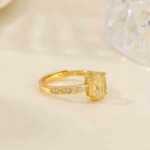 Anillo <span class=keywords><strong>de</strong></span> Cristal Natural S925 <span class=keywords><strong>de</strong></span> <span class=keywords><strong>Plata</strong></span> Pura Chapado <span class=keywords><strong>en</strong></span> <span class=keywords><strong>Oro</strong></span> con Amatista y Cristal Amarillo - Product Image 6