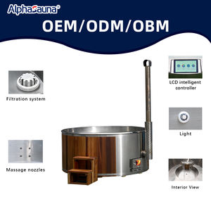 Runder Outdoor-Whirlpool für 4 Personen, traditioneller holzbefeuerter Badezuber aus rotem Zedernholz, tragbar, zum Entspannen in Villen oder im Innenbereich - Product Image 2