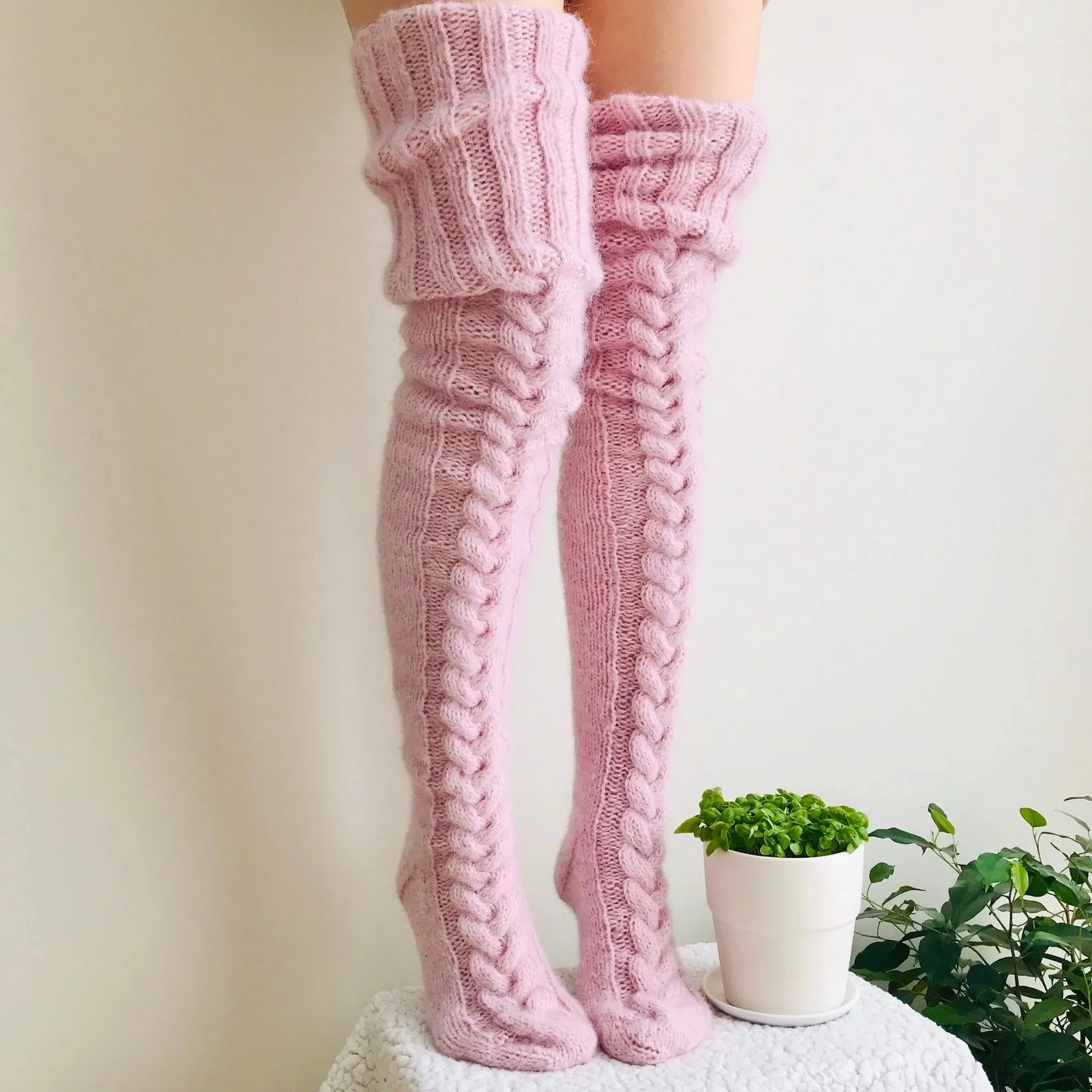 Sexy Black Thigh High Over The Knee Socks Fashion Women's Long Knitted Stockings For Girls Ladies Women Winter Knit Socks