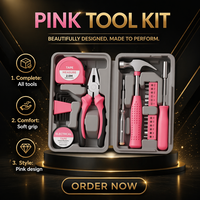 Kit d'outils ménagers 24 pièces avec mètre ruban 2m, pinces, marteau, tournevis, clés hexagonales, étui rigide, garantie OEM 3 ans
