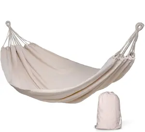 Upgrade Safe Suspended Machine Washable White Cotton Canvas Hammock