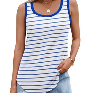 Vêtements d'été décontractés pour femmes, débardeurs amples et fluides à col rond, hauts d'été sans manches tendance - Product Image 5