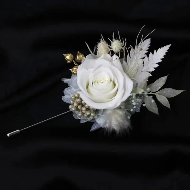 Bruiloft Corsages Armband Middelpunt Bloem Boutonieres Geconserveerde Bloemen Bruiloft Bruidsmeisjes Blauwe Pols Corsage Voor Bloemen