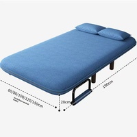Sofá Cama Convertible Multifuncional con Armazón Metálico, Cojín de Esponja, Silla Plegable Tipo Lounge, Ecológico, para Hotel, Gimnasio, Sala de Estar, Dormitorio