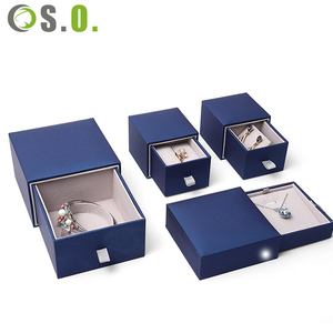 Whole Blue <b>White</b> Custom Premium Imitation PU Leather <b>Cardboard</b> <b>Boxes</b> for Necklace Bracelet Ring Earrings <b>Boxes</b> Jewelry Box - Product Image 2