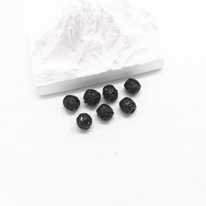 Perles d'espacement rondes en acier inoxydable noir Yunnique, motif floral, pour la fabrication de bracelets, 6 mm, apprêts de bijouterie moulés - Product Image 3