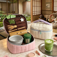 Ensemble de voyage portable personnalisé pour matcha, avec sac de transport pour fouet Chasen, bol Chawan et cuillère Chashaku – Vente en gros