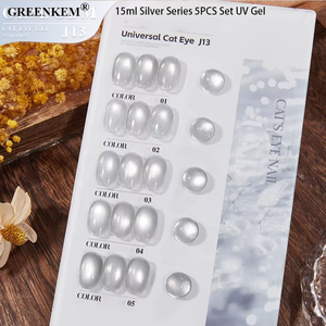 Ensemble 5 pièces de vernis à ongles gel UV série <span class=keywords><strong>argent</strong></span>ée de 15ml pour toutes les saisons vernis à ongles gel œil de chat vente en gros étincelant et durable - Product Image 2
