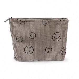Bolsa de Maquillaje de Pana con Cara Sonriente, Linda y Portátil, Estilo Ins, para Viajes, Bolsa de Almacenamiento de Cosméticos - Product Image 6