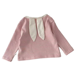 Hauts à manches longues pour bébés, nouveau style printemps/été, t-shirt rayé avec oreilles de lapin pour garçons et filles, pull en coton, vêtements pour bébés - Product Image 4