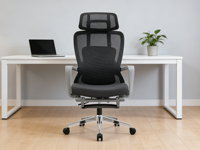 Chaise de bureau ergonomique à dossier haut en maille |   160 °   Chaise d'ordinateur inclinable avec repose-pieds rétractable