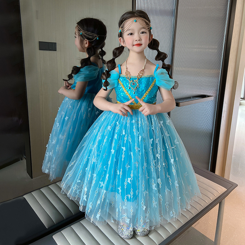 Blue Princess Jasmine Costume - Elegant Halloween Dress