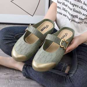 Baotou demi-pantoufles pour femmes nouveau Joker sandales français Mary Jane plat <span class=keywords><strong>Muller</strong></span> chaussures fond souple sabots Mules petit groupe porter - Product Image 2
