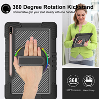 Étui de tablette robuste et résistant aux chocs pour usage professionnel et enfantin avec bracelet pour Samsung Tab S7 FE/S7 Plus/S8 Plus 12,4 pouces