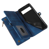 Dompet Kulit PU untuk Google Pixel 8A, 9 Slot Kartu + Kantong Koin Ber-resleting, Penyangga, Pemblokir RFID, 360 °   Perlindungan