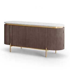 高品质意大利现代豪华不锈钢底座大理石顶级电视柜橱柜家具客厅 - Product Image 4