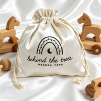 Sac à cordon en coton et lin écologique, emballage cadeau réutilisable, logo imprimé personnalisé, jouets Montessori en bois, pochette anti-poussière, rangement