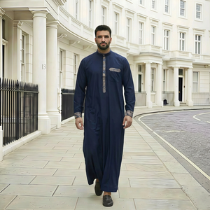 Calidad Premium Haramain Arabia Saudita Qatar estilo árabe Stand Collar hombres Thobe para la oración diaria musulmana Eid al-fitr Ramadán - Product Image 1