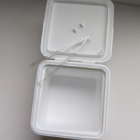 Pot en plastique carré à couvercle rabattable de 250 g avec pince à épiler, récipient cosmétique vide pour coton démaquillant humide