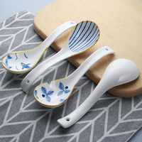Cuillères de service en céramique chinoise, cuillères à soupe udon pho en porcelaine, cuillères à ramen asiatiques et japonaises