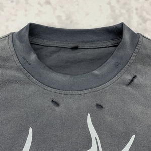 T-shirt Homme de Haute Qualité Coupe Boxy Courte, T-shirt Oversize à Manches Longues Imprimé Graphique Sérigraphié, Effet Délavé Vintage - Product Image 4