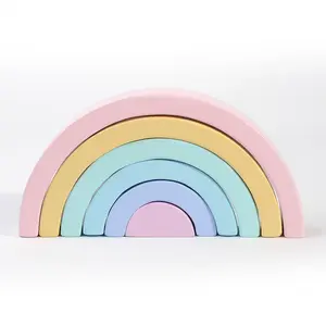 Wood Puzzle Adults Kids Brain Game Educational Toy 6 Pcs Glossy Wood Toy Custom Rainbow Blocks Children Toys