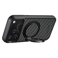 Fabrication directe en usine OEM/ODM, texture en fibre de carbone PU, magnétique 360° °   Étui de téléphone avec support rotatif, compatible avec la série Apple