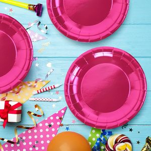 Assiettes <span class=keywords><strong>en</strong></span> papier assiettes jetables grand décor de vaisselle ronde pour Dessert douche nuptiale filles fête d'anniversaire fournitures de pique-nique - Product Image 4