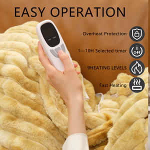 Электрические одеяла-пледы из мягкого искусственного меха кролика для зимы, размеры Queen и King, с функцией подогрева - Product Image 3