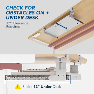 Slide Out Computer Keyboard Mouse Tray Under <b>Desk</b> with C Clamp-on Mount Easy to Install - Product Image 4