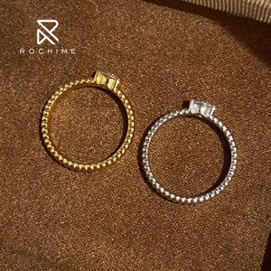 Bague Solitaire Rochime Style Ins en Satin Côtelé, Plaqué Or <span class=keywords><strong>Champagne</strong></span>, Argent 925, Zircon Cubique pour Femme - Product Image 6