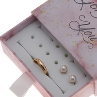 Boîte à bijoux coulissante en carton avec logo personnalisé, motif marbre, pour bagues, boucles d'oreilles, cadeaux, faveurs de mariage