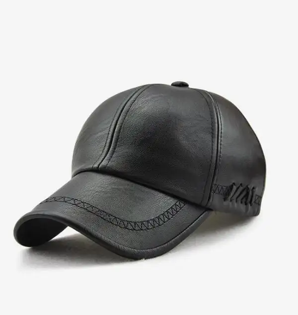 2020011262 yan örme PU deri beyzbol şapkası dikiş siperlikli şapka