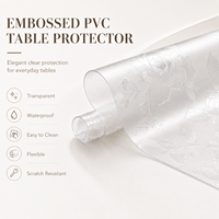 Protecteur de table en PVC gaufré, Housse de table en PVC transparente à motif floral, Imperméable, Facile à nettoyer, Flexible, Résistant aux rayures