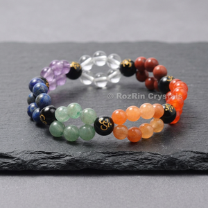 Om Engraved Chakra 8mm Gemstone Meditation <b>Bracelet</b>-Religious Theme Yoga & Meditation Use - Product Image 3