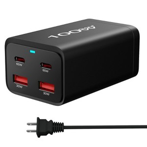 เครื่องชาร์จตั้งโต๊ะ 100W GAN 2A2C PD ชาร์จเร็วอะแดปเตอร์ USB C หลายพอร์ตสีดำ - Product Image 2
