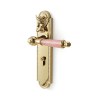 Poignée de porte vintage française dorée avec motif ange en relief, serrure de porte silencieuse pour portes principales intérieures
