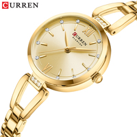 Jam Tangan Wanita Kasual CURREN 9092, Fashion Emas, Stainless Steel, Tahan Air, Quartz, untuk Wanita, Relogio Feminino