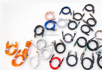 Kabel Pengisian Daya Cepat USB Type-C ke Type-C 60W 100W 240W Merah Anyaman Kepang untuk Ponsel