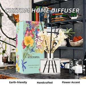 Custom 200ml Eco-friendly Handmade Glass Liquid Home Fragrance Decor <b>Reed</b> <b>Diffuser</b> Air Freshener Dried Flower Aromatherapy - Product Image 2