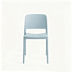 Modern Light Blue <b>Plastic</b> <b>Dining</b> <b>Chair</b> with Hollow Back Design Stackable for Home Use - Product Image 3