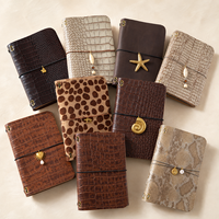 Carnet de voyage A5 personnalisé en cuir PU gaufré effet autruche, pliable en trois, rechargeable, avec double passant pour stylo, papeterie en gros