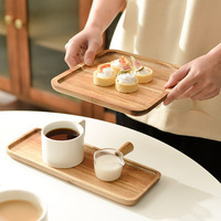 Plateau de service en bois d'acacia rustique plateau carré Rectangle solide thé café assiette de mariage gravé à la main en bois plateau roulant plat
