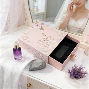 Caja de Regalo de Lujo con Diseño Floral Rosa, Caja de Almacenamiento para Cosméticos, Estuche de Regalo Extraíble, Caja de Regalo para Kit de Cuidado de la Piel - Product Image 4