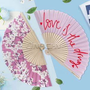 High Quality Eco-Friendly Fabric <b>Folding</b> <b>Hand</b> <b>Fan</b> Custom Printed Wooden <b>Hand</b> <b>Fans</b> - Product Image 2