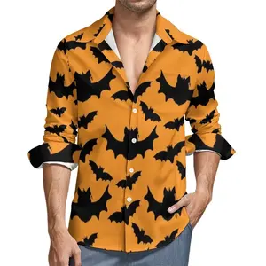 Camicia da uomo <span class=keywords><strong>con</strong></span> motivo <span class=keywords><strong>a</strong></span> <span class=keywords><strong>pipistrello</strong></span> stampato 3D <span class=keywords><strong>con</strong></span> motivo <span class=keywords><strong>a</strong></span> zucca camicia Casual <span class=keywords><strong>a</strong></span> maniche lunghe da uomo camicia ampia Streetwear - Product Image 2